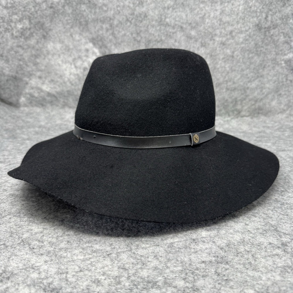 Eddie Bauer Wool Hat Womens Black Fedora Hobo S/M Gypsy Hippie